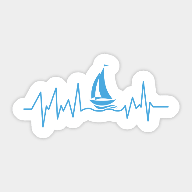 Heartbeat Boating Funny Boat Lover Dad Gift Sticker by macshoptee